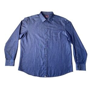 UNTUCKit Cinzano WF Shirt Mens 2XL Blue Dark Denim Chambray Long Sleeve Button